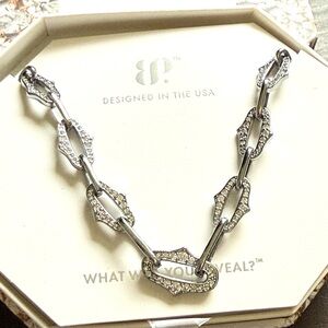 Bomb Party “Immense Love” CZ Link Necklace Hematite Plated RBP7433 NIB
